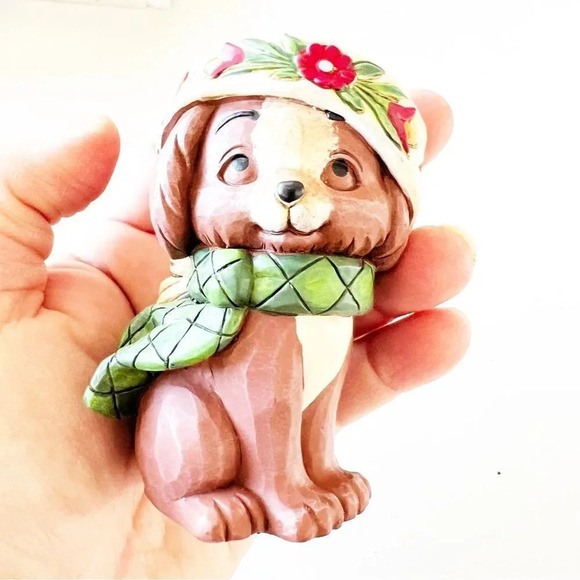 Jim Shore Mini Christmas Puppy Carved Figure 2009‎ New Box Enesco Collectible - Picture 9 of 9